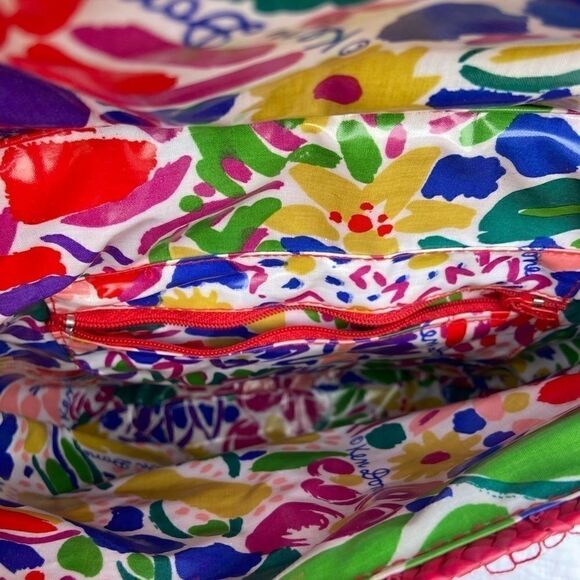 Vintage Ken Done Red Straw Beach Art Work Purse - Picture 4 of 6